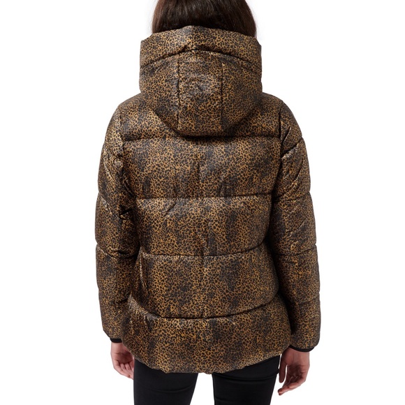 Sam Edelman Leopard-Printed Hooded Puffer Coat XXL - Picture 2 of 2